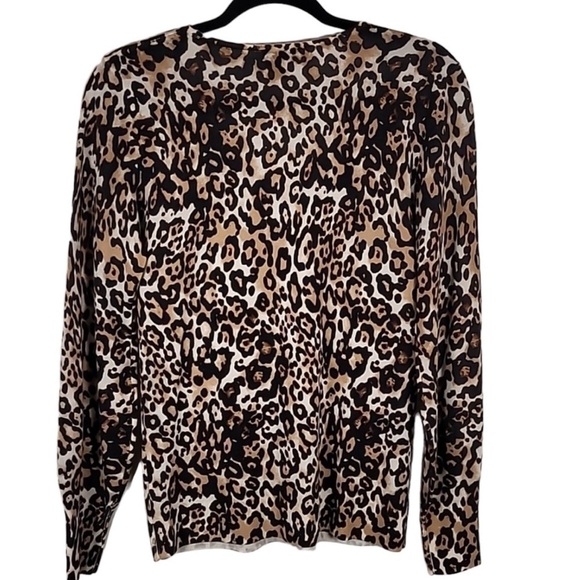 Talbots Soft Merino Animal Print V-neck Sweater - Picture 4 of 7